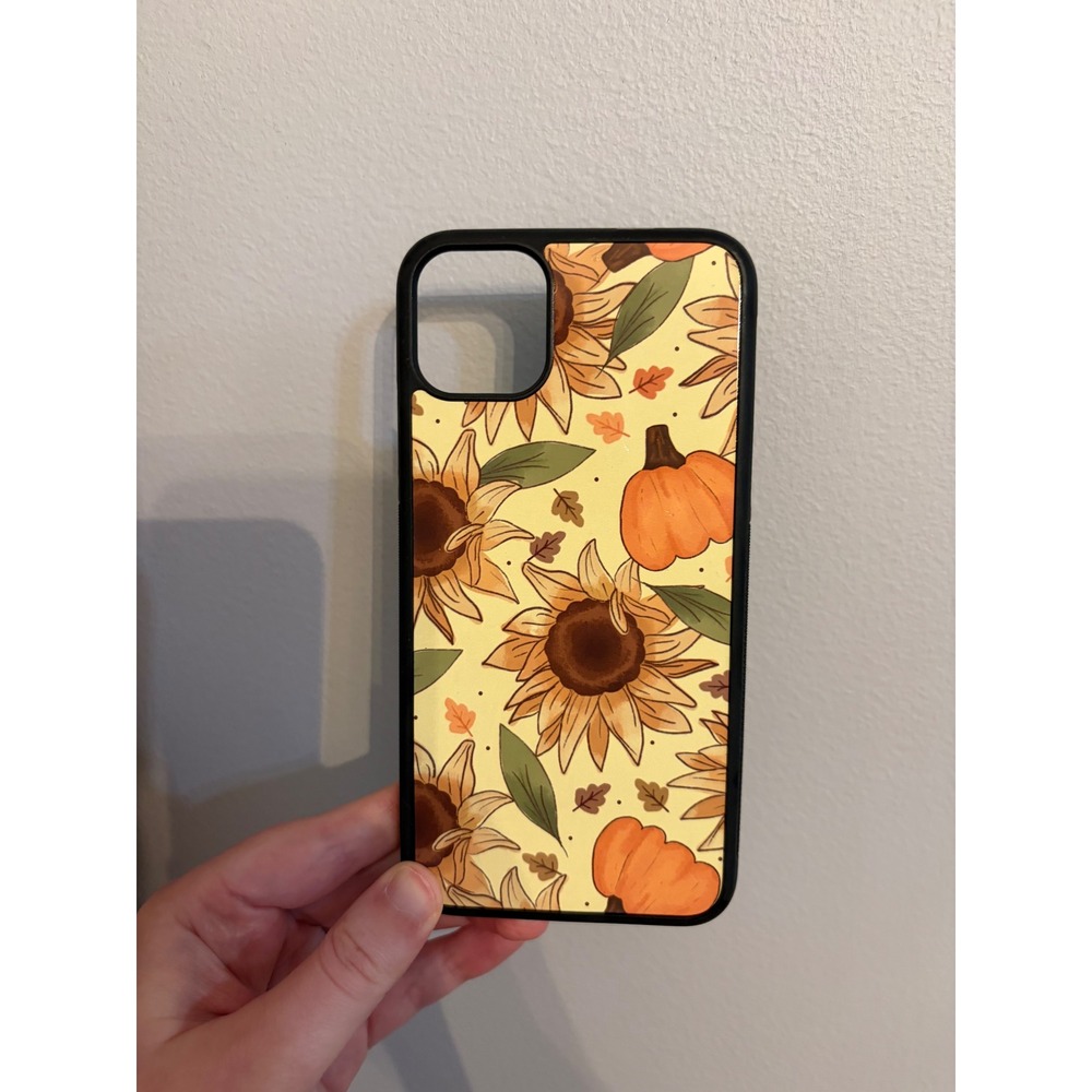 Phone Case iPhone 11 Pro Max Yellow Sunflower Pumpkin Fall Bumper